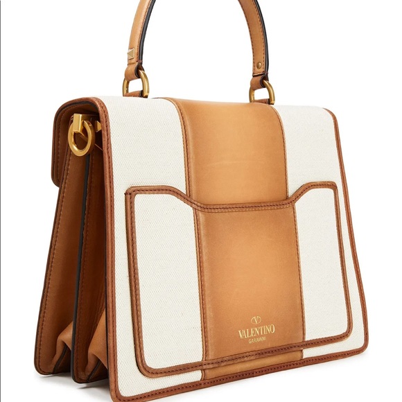 Valentino uptown leather & canvas tote NEW w tags - Picture 2 of 5
